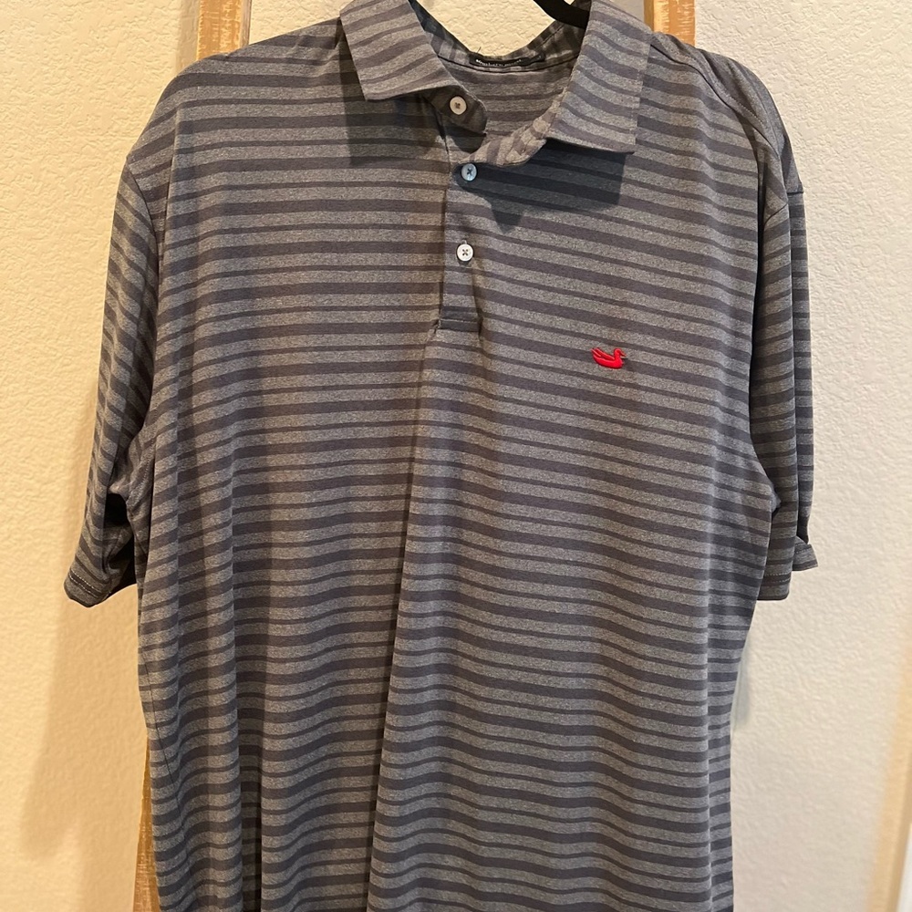 Southern Marsh Gray Striped Polo Shirt